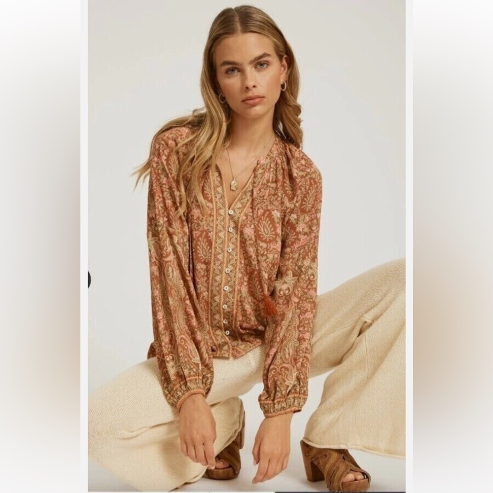 ARNHEM Bohemian Harley blouse in rust rust fall 70s boho blouse - Picture 3 of 10